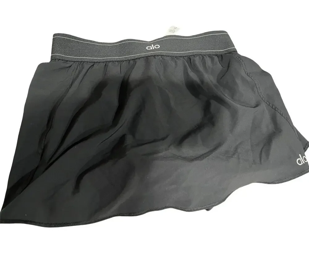 ALO Yoga Match Point Shorts Women’s Size 6 Black Running Athletic Lined
